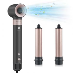 [3 en 1]webeauty Sèche Cheveux & Air Styler, 110,000 TR/MIN, 20M/S, 200 Millions Ion Négatif Hair Dryer, Air Boucleur a Cheveux Automatique, Pour le Séchage, le Bouclage, le Soin des Cheveux, Or Rose (RuiYang UK, neuf)