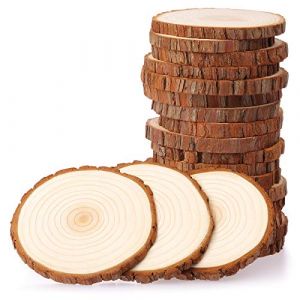 Fuyit Rondin de Bois 9-10cm sans Trou 20 Pcs Tranches de Bois Naturel Convient pour Decoration Noel Bois, Marque Place Mariage, Pyrograveur Bois (LaikedaEU, neuf)