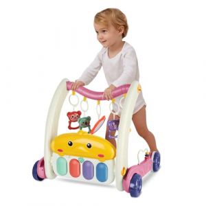 Tapis de jeu pour bébé avec piano, Tapis de jeu, Tapis d'activités bébé 0 à 12 mois, marcheur d'apprentissage garçon et fille, apis d'éveil bébé évolutif -72 * 43,5 * 42,5 cm-Rose (Hechheu, neuf)