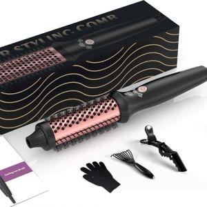UKLISS Brosse thermique 3 en 1 32 mm, brosse ronde de coiffage avec 160-204 °C, double tension, convient pour le voyage, brosse à cheveux pour coiffage (rose noire) (ukliss beauty, neuf)
