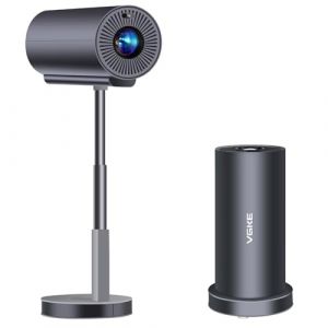 Vidéoprojecteur 4K VGKE Auto Focus/Keystone Mini Projecteur Portable, WiFi6 Bluetooth Full HD Retroprojecteur, Vidéo Projecteur avec Pied Télescopique Rotatif à 90 °Compatibilité Smartphone/PC/Home (VGKE, neuf)