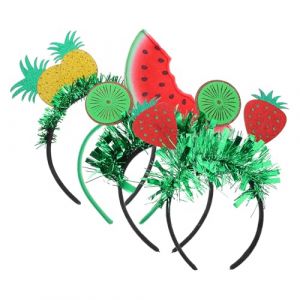 TEHAUX Lot de 4 Bandeaux pour Cheveux Fruit&eacute;s en Tissu L&eacute;ger Motifs Ananas Fraise Past&egrave;que et Fruit Exotique Accessoires Coiffure Fille pour Festivals F&ecirc;tes Hawa&iuml;ennes et Cosplay (Breamblue N, neuf)