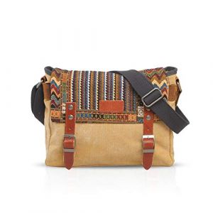 FANDARE R&eacute;tro Sac &agrave; Bandouli&egrave;re Hommes/Femmes Business Commuter Crossbody Bag Outdoor Voyage Camping Grande Capacit&eacute; Sac de Messager Respirant Toile, Kaki, L, Sac &agrave; Dos Loisir (FANDARE, neuf)