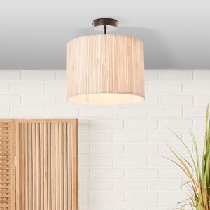 Plafonnier style nature - plafonnier décoratif avec abat-jour en algues marines - 30 cm de diamètre - dimmable avec variateur externe - E27 max. 52W - en métal/algues marines en couleur naturelle (Lightbox-Shop, neuf)