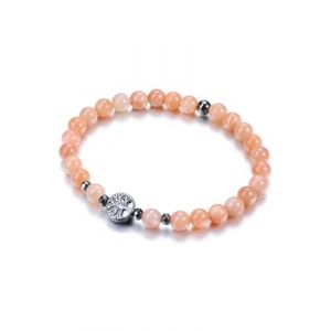 Jovivi 8mm Bracelet Pierre de Soleil Pierre Naturelle avec Accesoires Arbre de Vie Bracelet Fait Main Elastique Bijoux Braclet Cadeau pour Femme Fille Anniversaire Bff Couple (pierre de soleil) (kaenmis, neuf)