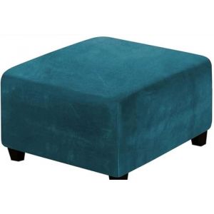 Housse de Pouf Carré 40x40/45x45 Extensible Housse Ottomane,Housses de Repose-Pieds de Velours Doux pour protéger, Housse de Pouf avec Fond élastique, Lavable en Machine(Deep Water Blue,35x35 cm) (leeupault, neuf)