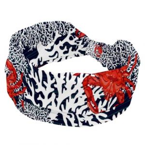 Bandeau &eacute;lastique antid&eacute;rapant pour femme, &eacute;crevisse rouge, crabe de mer, corail blanc, turban pour entra&icirc;nement, yoga, sport, course &agrave; pied (Galens, neuf)