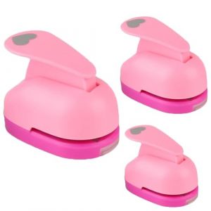 FANXIYA 3 Pcs Perforatrice Scrapbooking, Perforateur à 1 Trou pour Papier Fantaisie, Poinçon Créatif pour Enfants, Idéal pour Projets DIY, Perforer des Motif (Forme Cœur) (FANXIYA, neuf)