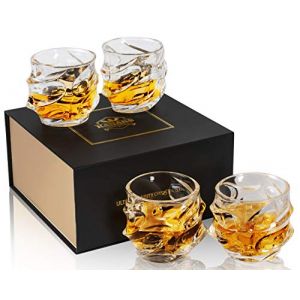 KANARS 4 Pièces Verre a Whisky, Verres à Whiskey en Cristal pour Scotch, Martini, Whisky, Cognac, Belle Boîte Cadeau, 320 ml (KANARS Crystal, neuf)