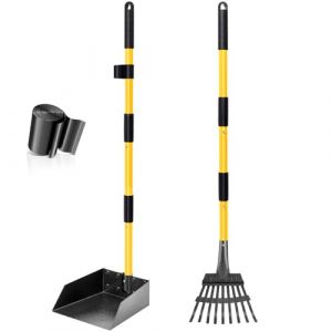 CJYMMFAN Ramasse-Crottes, R&acirc;Teau & Pelle pour Chien avec Long Manche M&eacute;Tal Ajustable, Pelle Crotte Robuste avec Sacs &agrave; D&eacute;Chets pour la Cour, Les Promenades, l'herbe et Les Feuilles de Jardin (CJYMM, neuf)