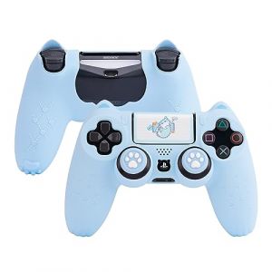GeekShare Skin de protection en silicone antidérapant pour manette de PS4 Slim/Pro Motif patte de chat Bleu (GEEKSHARE, neuf)
