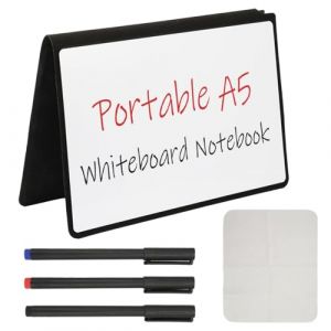 Petit Tableau Blanc Effacable A5, Tableau Blanc Pliable Portable 30 x 20 cm Whiteboard A5, avec 3 Stylos pour Tableau Blanc et 1 Chiffon pour Tableau Blanc, pour la Maison, le Bureau, l'école (MCLMYEU, neuf)