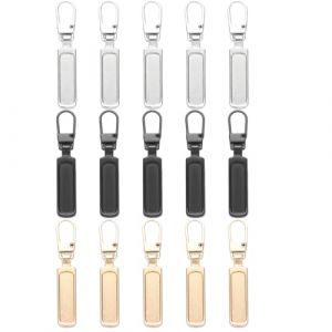 15 Pcs Tirette Fermeture Eclair, Tirettes de Réparation Fermeture Eclair, Curseur Fermeture Eclair, Curseur Fermeture Eclair Clipsable Kit Réparation Fermeture éclair pour Vestes, Manteaux, Valises (LIN  YAMEIZI UK SHOP, neuf)