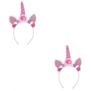 FOMIYES 2 Pièces bandeau licorne bandeau cosplay licorne Couvre-chef Licorne -tête corne à paillettes tête bandana coiffe de licorne bandeau de licorne de fête plastique rose (Family&Personal, neuf)
