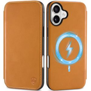 Shieldon Coque Mince pour iPhone 16 Plus 5G, Housse Portefeuille Cuir [RFID Blocage][Recharge sans Fil] Etui de Protection Wallet Slim pour iPhone 16 Plus (6,7 Pouces 2024) - Marron Clair Rétro (TG-Global FR, neuf)