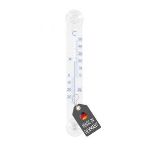 Lantelme Thermom&egrave;tre de fen&ecirc;tre avec ventouse - Affichage analogique de la temp&eacute;rature de -30 &deg;C &agrave; 50 &deg;C - En plastique long - 20 cm x 3 cm - Transparent - Thermom&egrave;tre avec t&ecirc;te d'aspiration pour (lantelmegmbh, neuf)