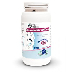 BROM&Eacute;LA&Iuml;NE 5000 GDU. 120 Comprim&eacute;s Haute Dose Avec Brom&eacute;la&iuml;ne Pure. Suppl&eacute;ment Brom&eacute;la&iuml;ne Extrait Ananas. Draineur Puissant. Drainant Minceur Diur&eacute;tique Naturel r&eacute;tention d&rsquo;eau, anticellulite digestif (Right-Health, neuf)