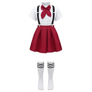 CHICTRY Enfant Fille Costume de Marin D&eacute;guisement &Eacute;coli&egrave;re Japonaise Tenue Scolaire Carnaval Halloween Cosplay 3-16 Ans B Bordeaux 11-12 ans (chictry, neuf)