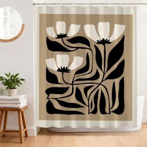 BREASOME Rideau de Douche Anti Moisissure 180 x 180 cm Rideau Douche Abstrait Fleurs Tissu Polyester Imperm&eacute;able Lavable Rideau Baignoire avec 12 Crochets (Breasome, neuf)
