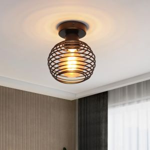 ZMH Plafonnier rétro plafonnier industriel - Noir vintage éclairage de plafond fer forgé E27 max.60W Lampe d'intérieur avec abat-jour pour salon Chambre à coucher couloir et cuisine (dreistein, neuf)