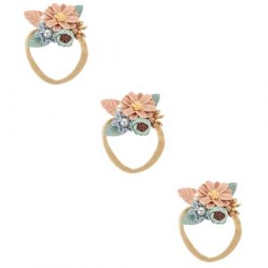DEARMAMY 3 Pièces bandeau fleur de perle bandeau à fleurs pour filles bandeaux bébé Petit enfants Bandeau floral bébé Bandeau élastique bébé bandeau bébé fille bandeaux nouveau-né en tissu (Telinei, neuf)