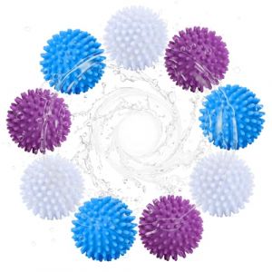 Lot de 9 balles pour s&egrave;che-linge - Balles de lavage pour doudounes - R&eacute;utilisables - Pour machine &agrave; laver - Pour v&ecirc;tements de maison (bleu, blanc, violet) (Yuyueda, neuf)