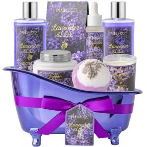 Purlezz Cadeaux d'anniversaire pour femmes, kit de spa de luxe pour la maison, ensemble cadeau de bain 8 pièces lavande et lilas, paniers-cadeaux pour femmes uniques avec bombes de bain, sel mari (Fast Media Ships From USA, neuf)
