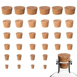 runxsam 50 Pièces Bouchon Liege Bouteille Vin, Bouchons de Liège, Bouchon en Liege Coniques en Bois, Bouchons en Liège Naturels pour Bouteilles en Verre de Vin de Bière ou Décorations Bricolage (runxsam, neuf)