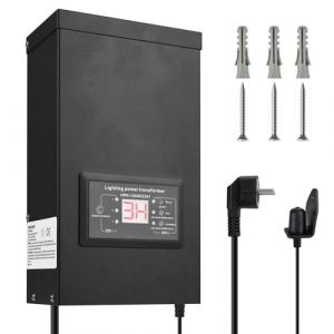 KWODE 120W Transformateur paysager &agrave; basse tension avec minuteur et capteurs optiques, 3 sorties, 120V AC sur 12V/14V AC, &eacute;clairage ext&eacute;rieur, Transformateur &agrave; basse tension pour luminaires paysagers (HYIBE-EU, neuf)