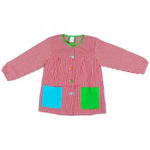 Etrexonline Tablier d'&Eacute;cole et Manches Longues avec Boutons pour Enfant 5-6 Ans, Tablier Artisana avec 2 Poches Enfants, Blouse Peinture Enfant pour l'&Eacute;cole - Rouge (Etrexonline, neuf)