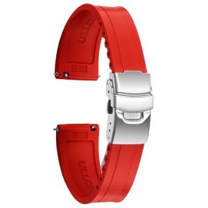 ULLCHRO Bracelets Montre Silicone 20mm 22mm Souple, pour Homme en Caoutchouc, Remplacer pour Montre Connect&eacute;e, Sport Noir, Bracelet de Montre (22mm, Rouge) (Ullchro-EU, neuf)
