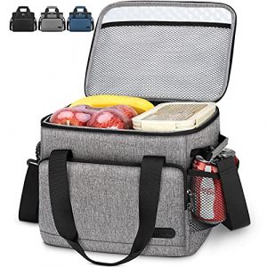 Lubardy 30L (48 Canette) Sac Isotherme Glaciere Souple Lunch Bag Grand Sac Isotherme Repas Femme Homme Bureau Courses Pique-Nique Gris (SZN EU, neuf)