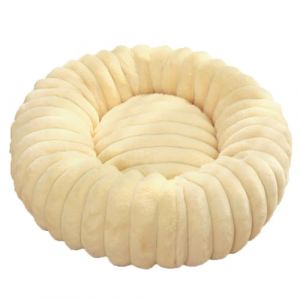 Panier Chien Donut,Panier Chat,Lit Ronde en Forme de Beignet,Canapé,Coussin,Lit pour Animaux Lavable,Chien Orthopedique,Base antidérapante,Tissu Peluche Doux (50cm/19.7in,Beige) (Lesong EU, neuf)