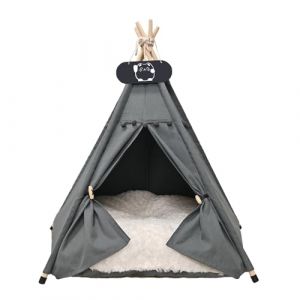 Whiwhi Tipi tente pour animaux de compagnie avec coussin double face Tente pour chien amovible et lavable Niche de luxe pour chien tente pour chat et maisons pour animaux de compagnie 40x40x50cm (Pici Paw, neuf)