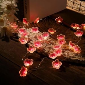 Lumineuse LED en Fleurs de Cerisier, Guirlande Lumineuse Fleur de Cerisier Rose, Lichterkette Frühling, 2 m Avec 20 LED Guirlande Lumineuse, Mädchen Zimmer Deko, le Jardin, les Arbres, la Terrasse (LUYUXUAN LIMITED, neuf)