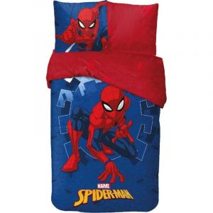 Parure de lit Spiderman 140x200 - Housse de Couette Spiderman + 1 Housse d'oreiller 63 x 63-100% Coton (A) (fastday, neuf)