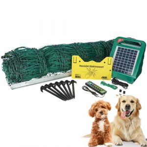 Agrarzone Kit complet de clôture solaire pour chien 12 V - Filet de 50 m x 106 cm - Idéal pour le jardin et le camping - Clôture mobile pour chien de 50 m - Design stable et robuste (Rehrl Handels GmbH, neuf)