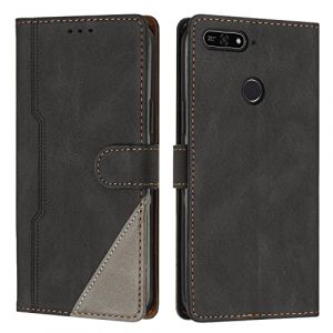 Coque pour Huawei Y6 2018 / Honor 7A, Housse en Cuir PU Portefeuille, Etui de Protection à Rabat Magnétique Coque pour Huawei Y6 2018 / Honor 7A, Noir (JZhou Store, neuf)