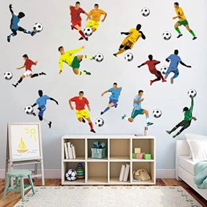 KAIRNE Autocollants muraux en vinyle pour chambre de garçon, motif joueurs de football, décoration murale pour chambre de garçon, accessoire de chambre de football sportif (KAIRNE-EU, neuf)
