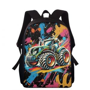 Wnbucioht Sac à dos pour enfants pour l'école, cartable pour garçons et filles, 38,1 cm, sac à dos personnalisé pour la maternelle, Tracteur d'art coloré, taille unique (fsdfqqqq, neuf)