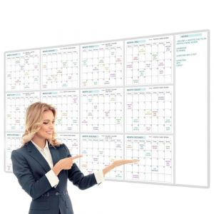 Calendrier Mural Effaçable À Sec - Planificateur Mural Réutilisable | Calendrier Annuel | Grand Éphéméride Vierge Non Daté | Poster Annuel Géant | Tableau Blanc | Planificateur Annuel (weierqin, neuf)