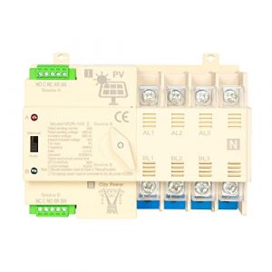 Jadeshay Commutateur de Transfert Automatique Photovoltaïque, 4P 63A 220V Inverseur de Source Automatique, Alimentation du Système Photovoltaïque vers l'alimentation de la Réseau Électrique (Omykou, neuf)
