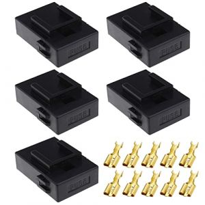 VGOL 5 Pi&egrave;ces Porte-fusible &agrave; Lame Standard avec Couvercle et Borne pour 4-6mm&sup2; Taille de C&acirc;ble 12/24V Voiture Marine Auto Porte-fusible &Eacute;tanche (VGOL, neuf)