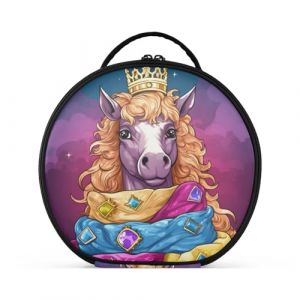 Doodle Art Reine Cheval Cr&eacute;ativit&eacute; Trousse Sac Cosm&eacute;tique Circulaire de Maquillage Pochette Sacs avec Cloisons Amovibles pour Voyage Filles (HULAHULA, neuf)