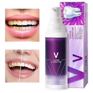 Dentifrice blanchissant violet V-34, dentifrice pour dents blanches, dentifrice violet pour dents jaunes (ET-1 pièce) (yantaishuofeng, neuf)
