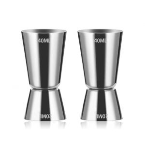 2 Pi&egrave;ces Cocktail Jigger, Doseur Cocktail 20/40 ml, Double Doseur &agrave; Cocktail en Acier Inoxydable, Doseur &agrave; alcool double, Barman Professionnel, Pour bar, f&ecirc;te, vin, cocktail(Argent) (dongguanshimoyuedianzishangwu, neuf)