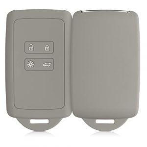 kwmobile Accessoire clé de Voiture Compatible avec Renault Smart Key 4-Bouton (Keyless Go Uniquement) - Coque en Silicone Souple avec Embout Porte-Clé - Gris (SX-Commerce, neuf)