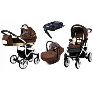 BabyLux® Enfant Poussette Combinée Set 4 en 1 - Largo - incl. Nacelle, Canne, Siège de voiture, ISOFIX Base - Siège Auto - Landau Bébé - avec Sac à langer, Habillage pluie etc. (BabyLux-shop, neuf)