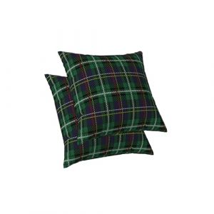 ggaimwf Tartan Housse Coussin 40x40cm Coussins à thème écossais Oreillers à Carreaux Vert Ferme Housses de Coussin Coussin de canapé Style Maison de Campagne Lot de 2 (ggaimwf EU, neuf)