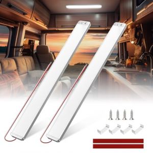 TrustWeel Barre LED 12V 10W, 228 LEDs Lampe 12Volt LEDs pour Voiture 1500 Lm 6000K, Reglette LED 12V avec Interrupteur Marche/Arrêt pour Fourgon, Camion, Camping-car, Bateau, Caravane - Lot de 2 (Trustwheel, neuf)